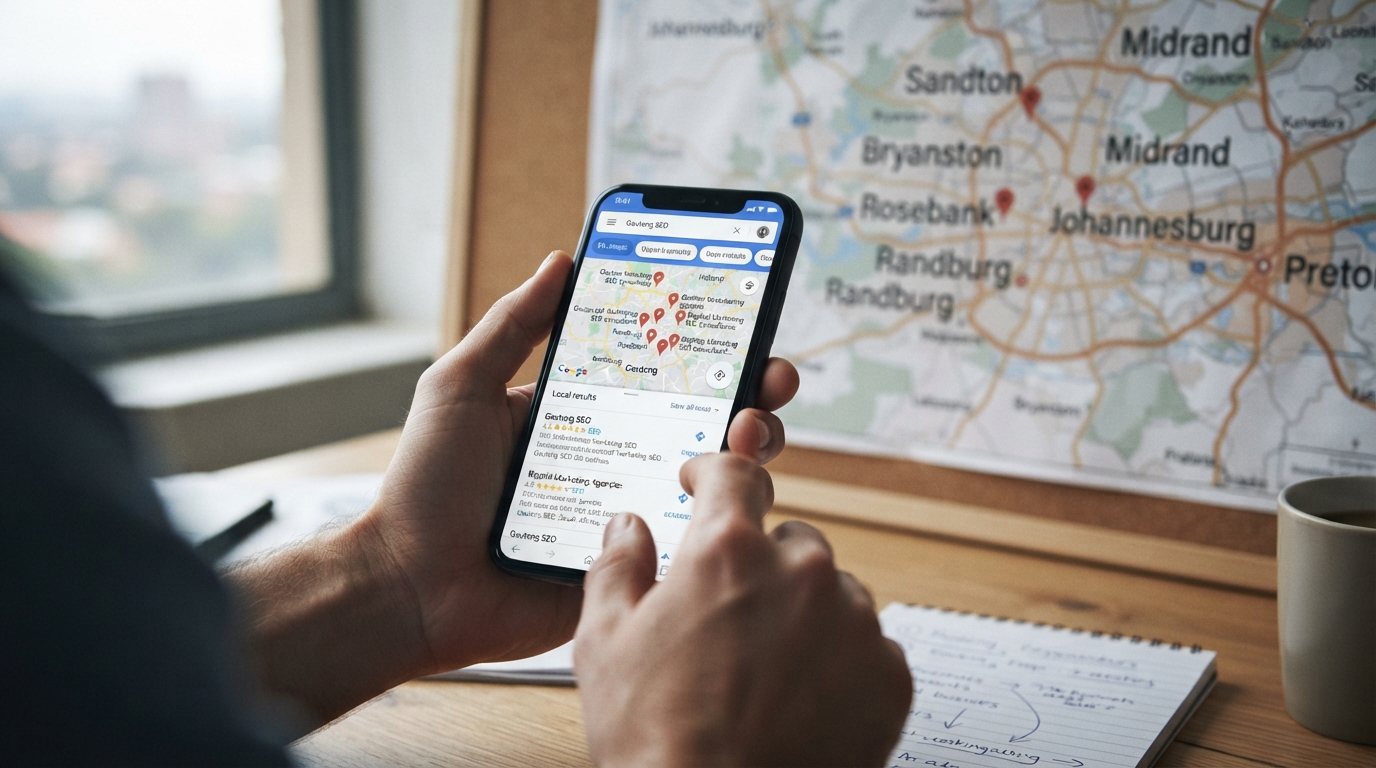 Google Ads and SEO return-on-investment reporting dashboard for a Gauteng SME
