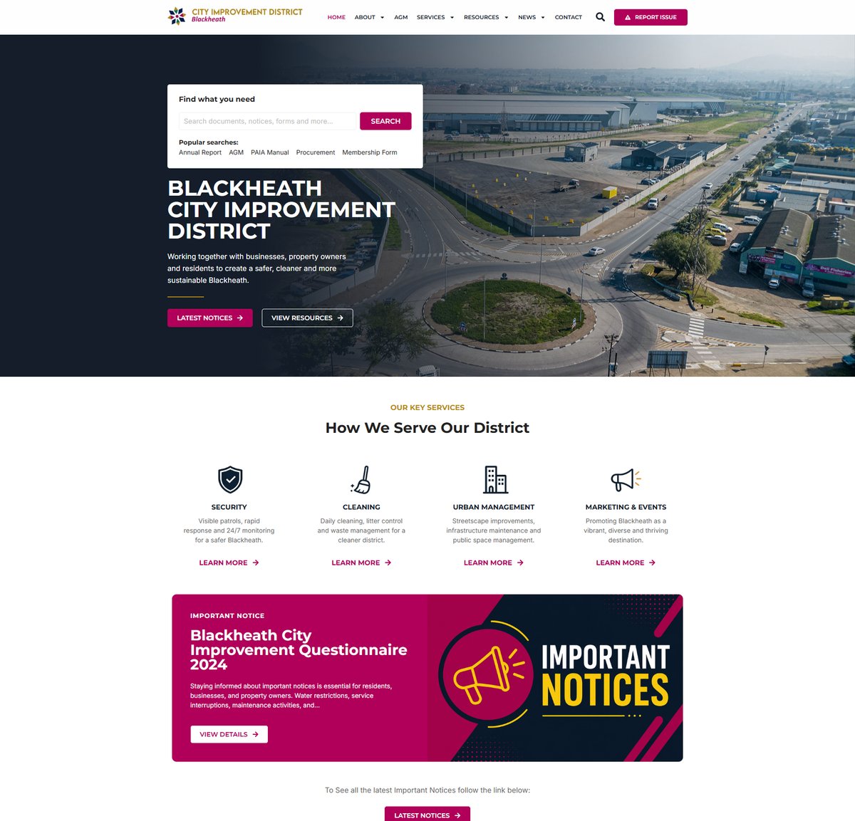 The rebuilt Blackheath CID website: a search-led hero and clear service sections