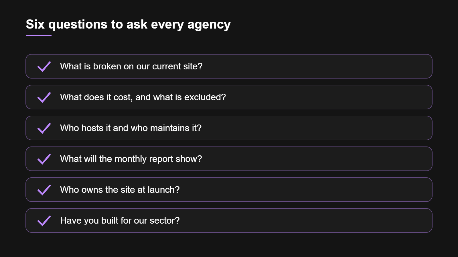 Six-question checklist for choosing a web design agency in Gauteng