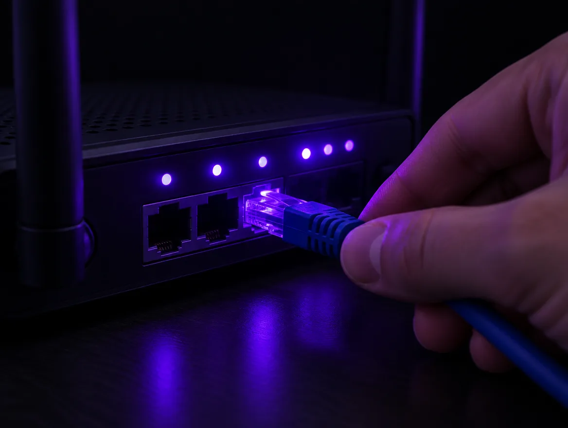 Managed WordPress Hosting 2 Hand plugging a network cable into a router