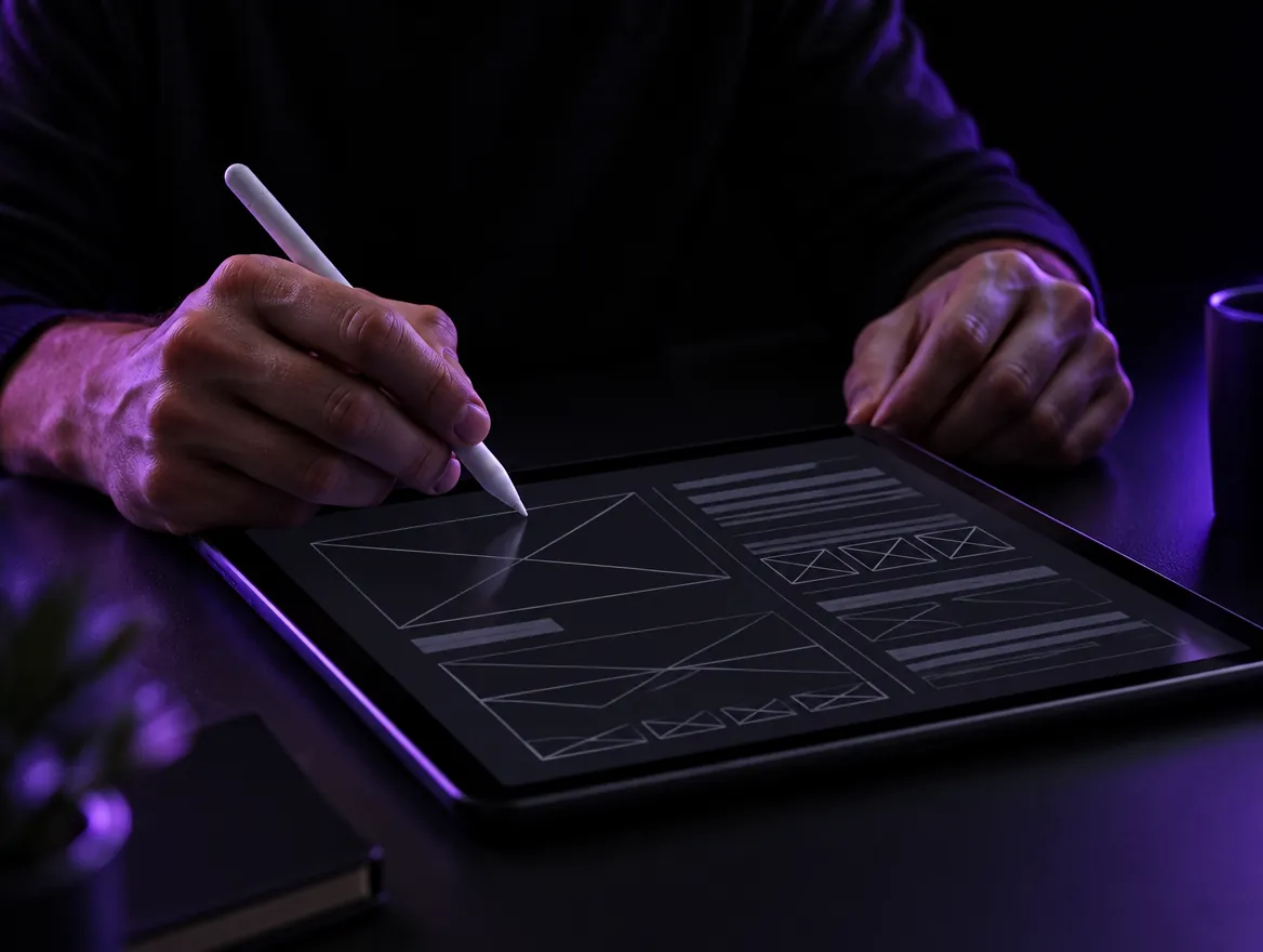 Web Design Pricing 2 Designer sketching a website layout on a tablet