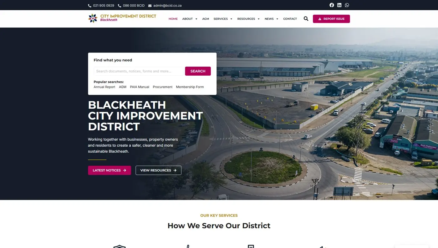 Web Design Gauteng 8 Blackheath City Improvement District website